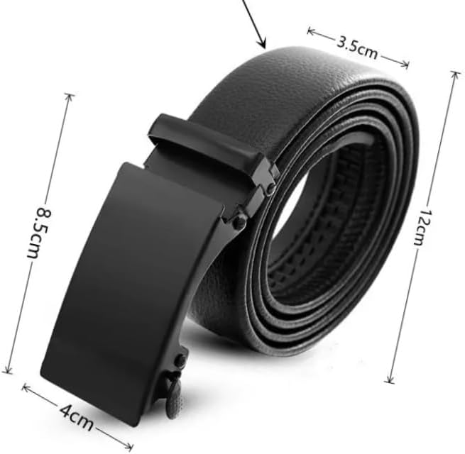 Cinto masculino couro sintético e fivela automática ajustável cinto de homem - tamanho ajustável cinto preto menino, cintos pretos para homem, cintos elegantes., Preto, Ajustable de 120cm