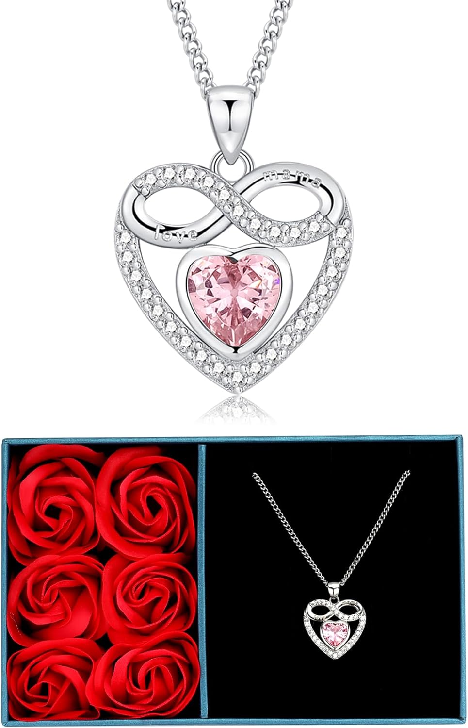 Rosa Eterna Box e Colar Coração