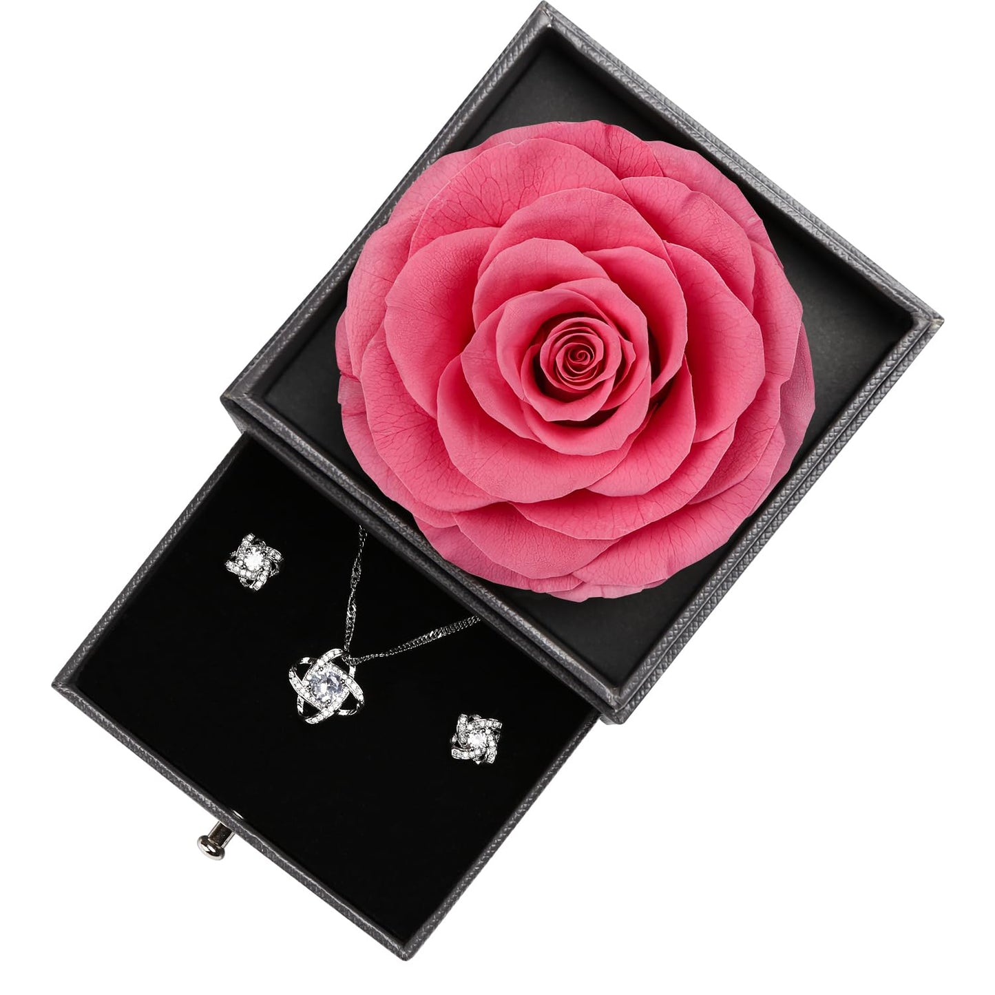 Eterna Rosa Preservada Box Rosa e Colar Romántico