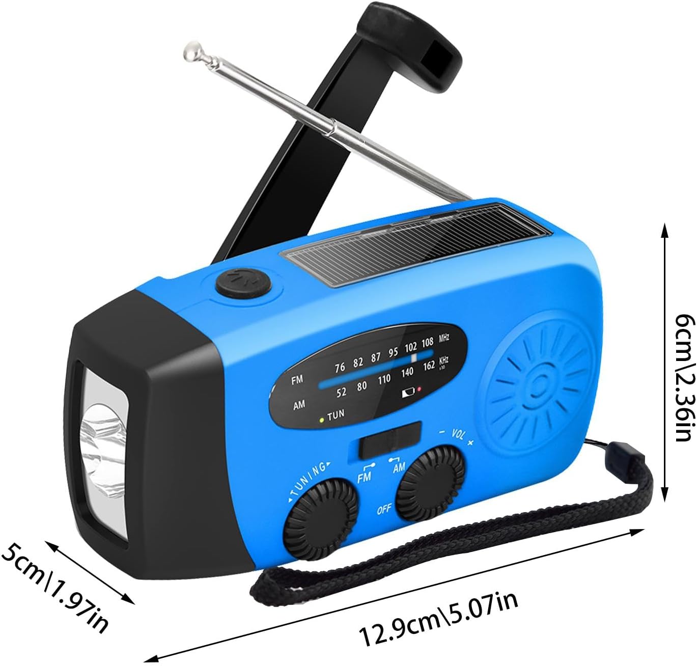 Rádio manivela de emergência, rádio meteorológica NOAA Am/FM auto-alimentado com bateria externa 2000 mAh, carregador de telemóvel, lanterna LED, rádio portátil sobrevivência, alarme SOS