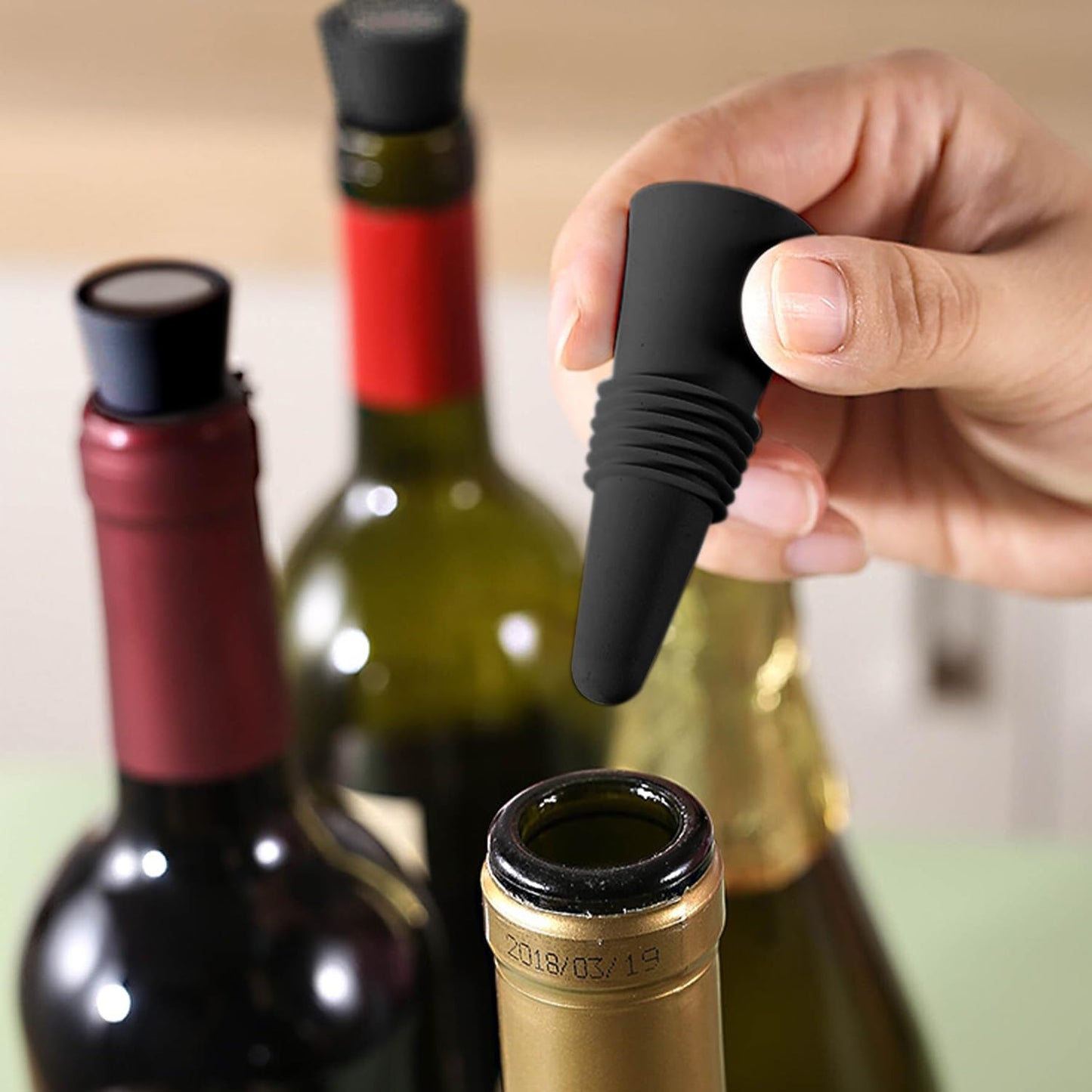 2 lixeiras de vinho, 2 rolhas de vinho, 2 escovas de limpeza, dispensador de vinho tinto, ajuda para derramar vinho, enchimento de vinho para casa, acessório para derramar vinho, despejar vinho