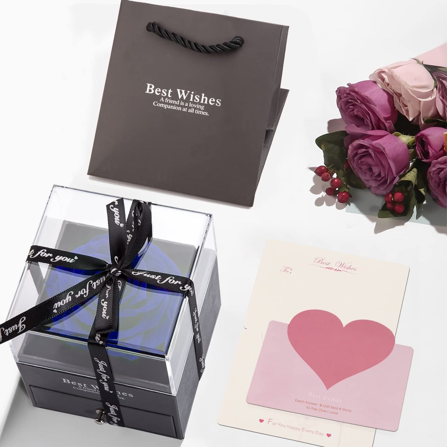 Eterna Rosa Preservada Box Rosa e Colar Romántico