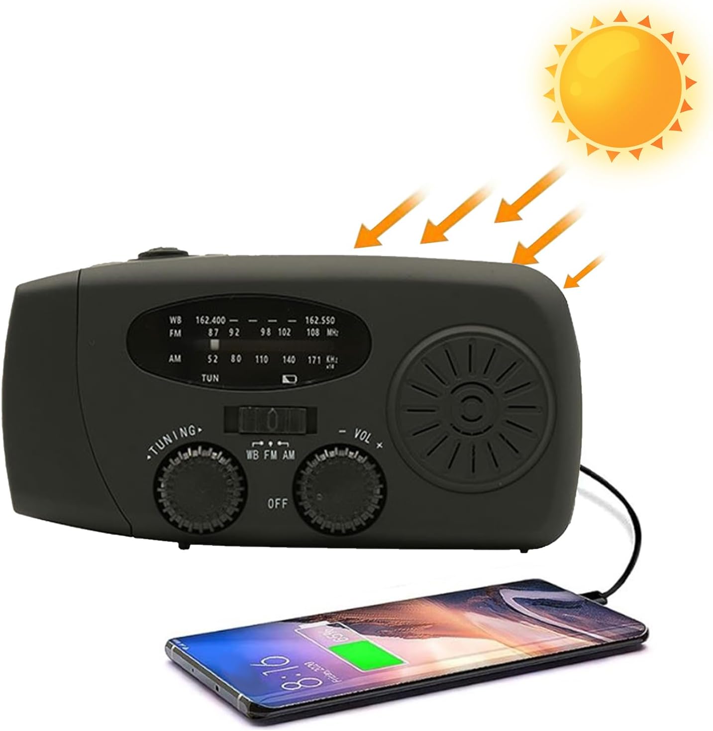 Rádio de manivela, rádio de manivela, rádio portátil, rádio meteorológico, rádio solar portátil, lanterna LED para corrida, caminhada, casa, sobrevivência, campismo