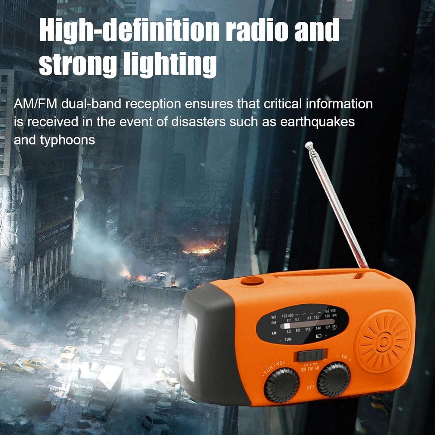Rádio de manivela, rádio de manivela, rádio portátil, rádio meteorológico, rádio solar portátil, lanterna LED para corrida, caminhada, casa, sobrevivência, campismo