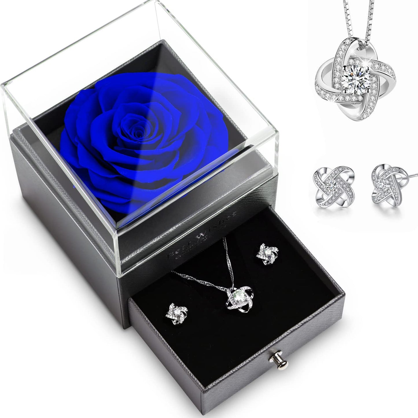 Eterna Rosa Preservada Box Rosa e Colar Romántico