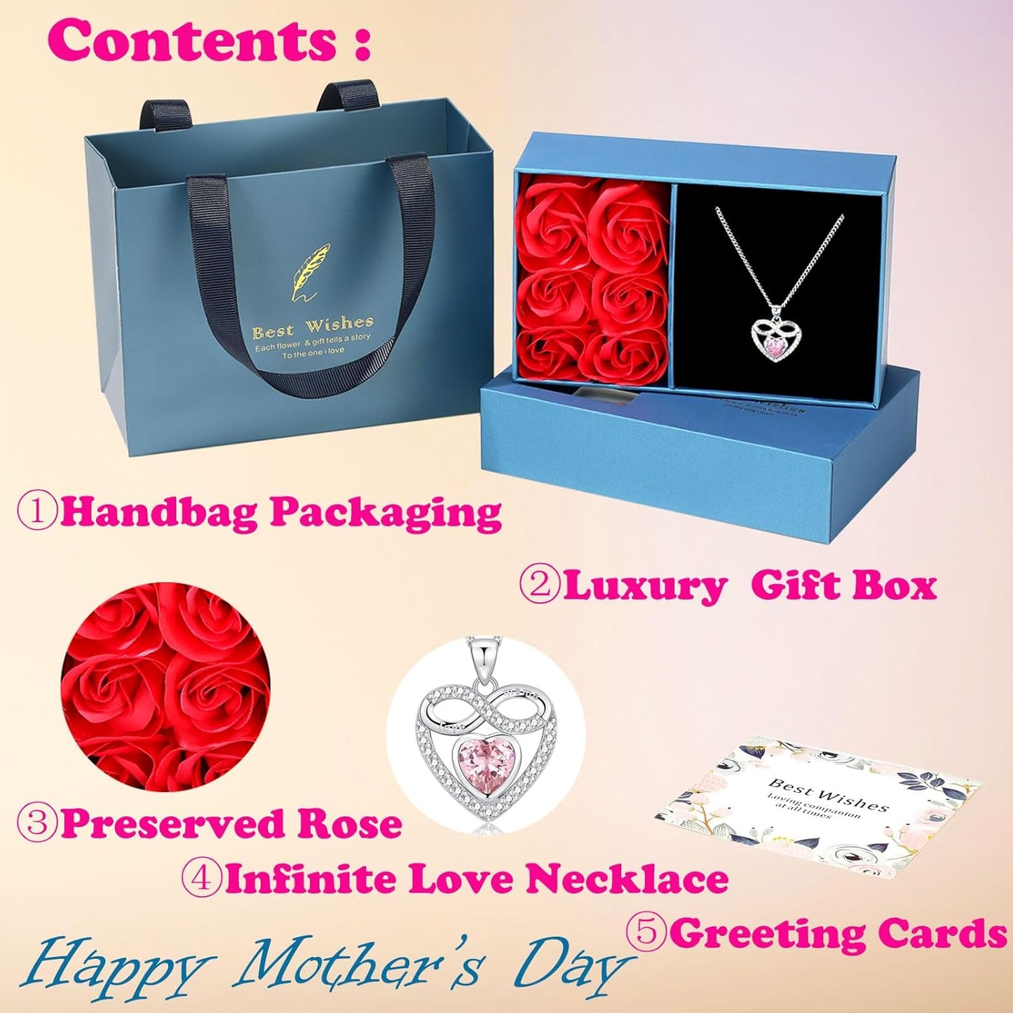 Rosa Eterna Box e Colar Coração