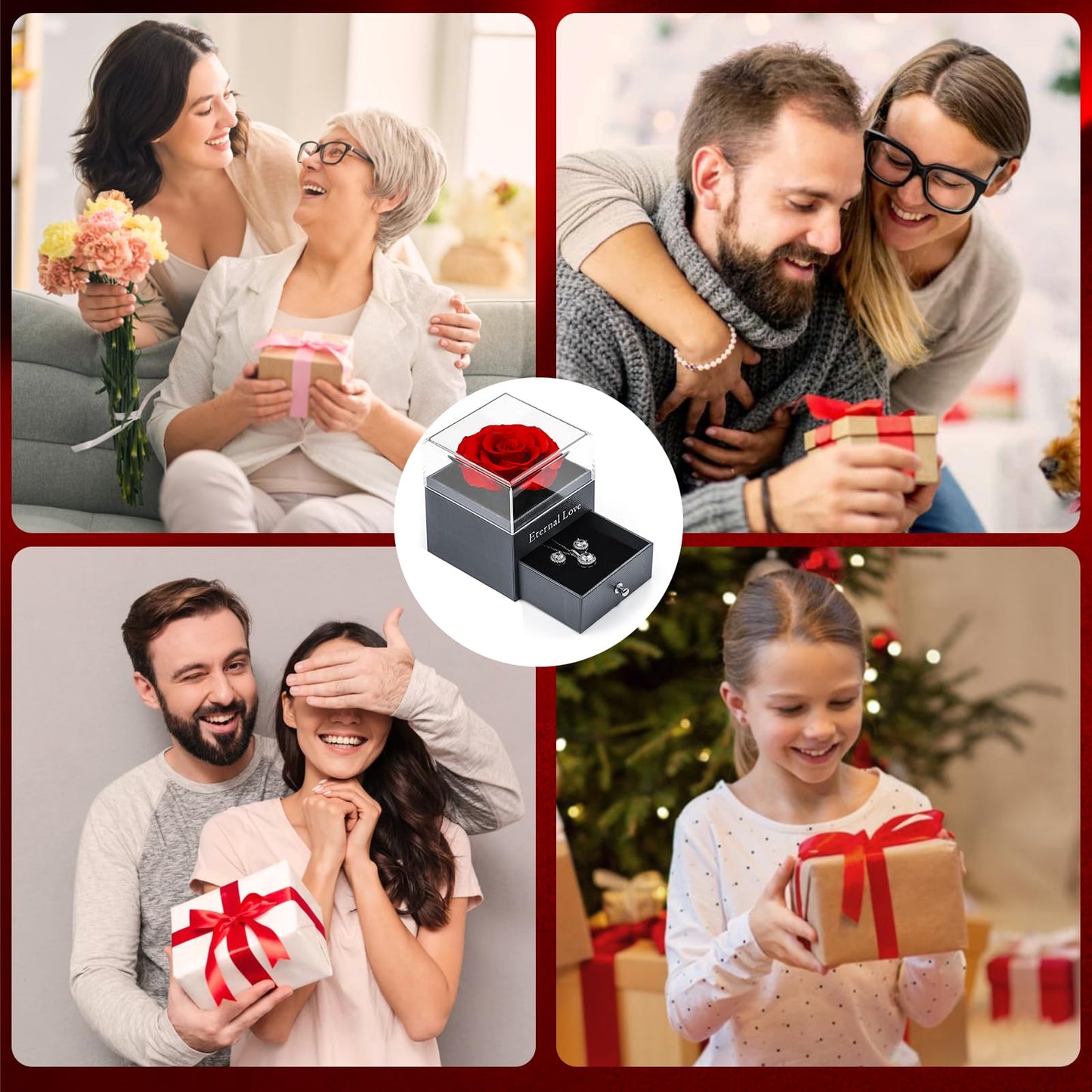 Eterna Rosa Preservada Box Rosa e Colar Romántico