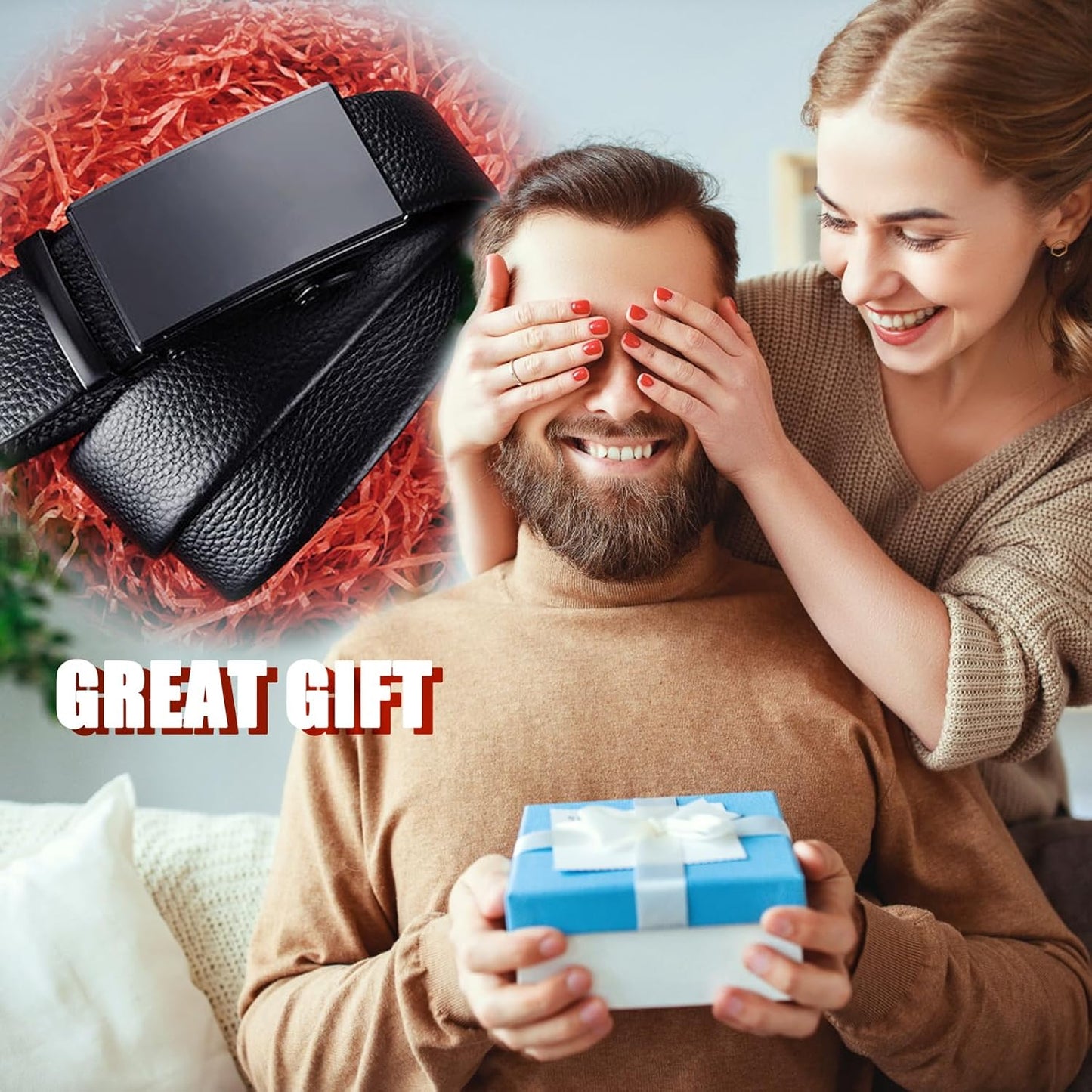 BDSHUNBF 2 Pcs Cintos homem couro, cinto homem couro com fivela automática catraca, cinto automático para homem 35 mm tamanho ajustável, cinto elástico homem cinto de couro homem, 2 unidades