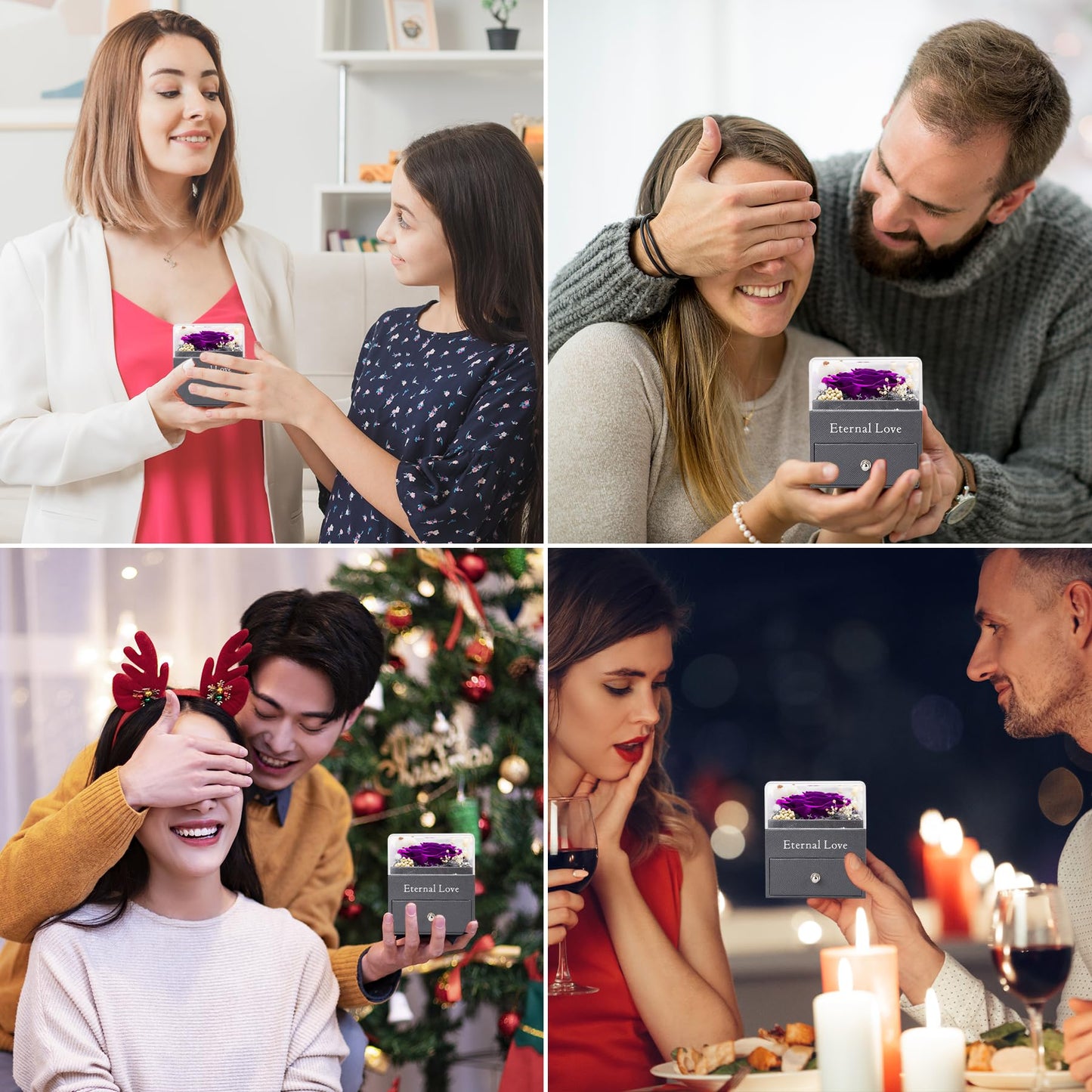 CSYY Rosa Eterna Box e Colar Coração Apaixonado