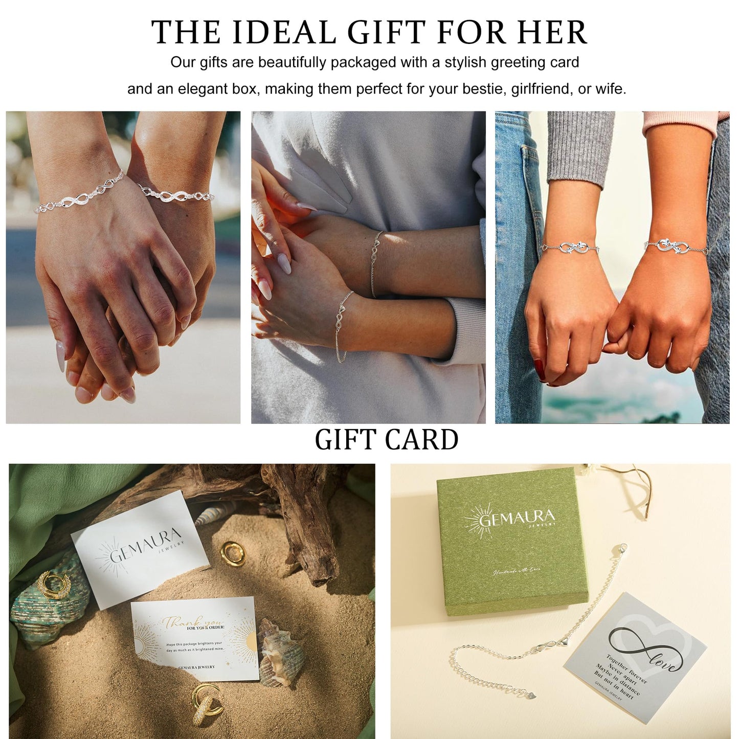 Pulseiras da amizade - prata 925 com zircão, ajustável. Opções: Infinito em prata e em ouro.