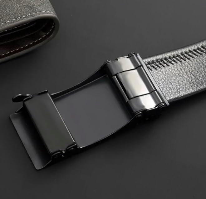 Cinto masculino couro sintético e fivela automática ajustável cinto de homem - tamanho ajustável cinto preto menino, cintos pretos para homem, cintos elegantes., Preto, Ajustable de 120cm