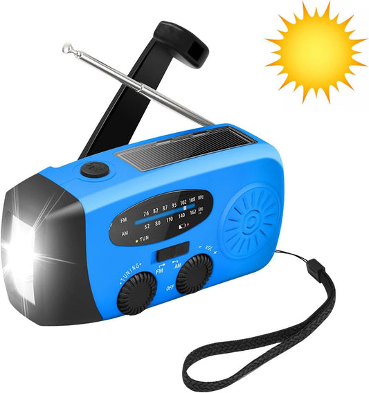 Rádio manivela de emergência, rádio meteorológica NOAA Am/FM auto-alimentado com bateria externa 2000 mAh, carregador de telemóvel, lanterna LED, rádio portátil sobrevivência, alarme SOS