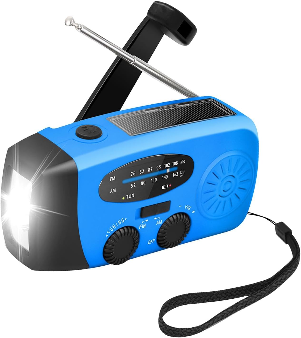 Rádio manivela de emergência, rádio meteorológica NOAA Am/FM auto-alimentado com bateria externa 2000 mAh, carregador de telemóvel, lanterna LED, rádio portátil sobrevivência, alarme SOS