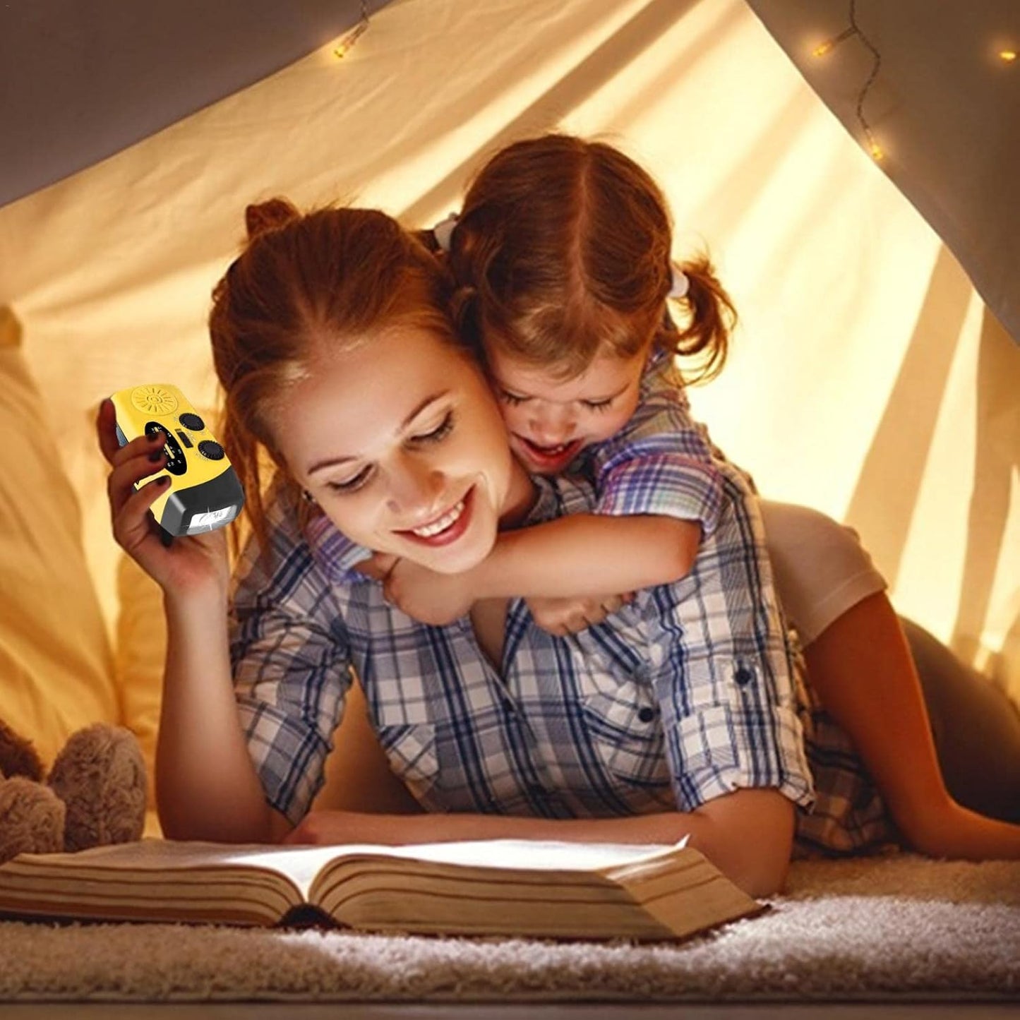 Rádio de emergência, rádios solares portáteis rádio FM com manivela manual para sobrevivência, com 3 lanternas LED e power bank 1200 MAh para emergências ao ar livre