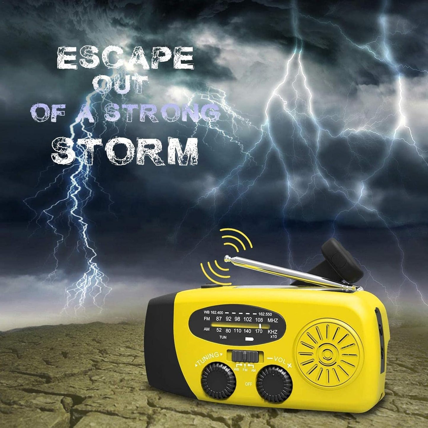 Rádio de emergência, rádios solares portáteis rádio FM com manivela manual para sobrevivência, com 3 lanternas LED e power bank 1200 MAh para emergências ao ar livre