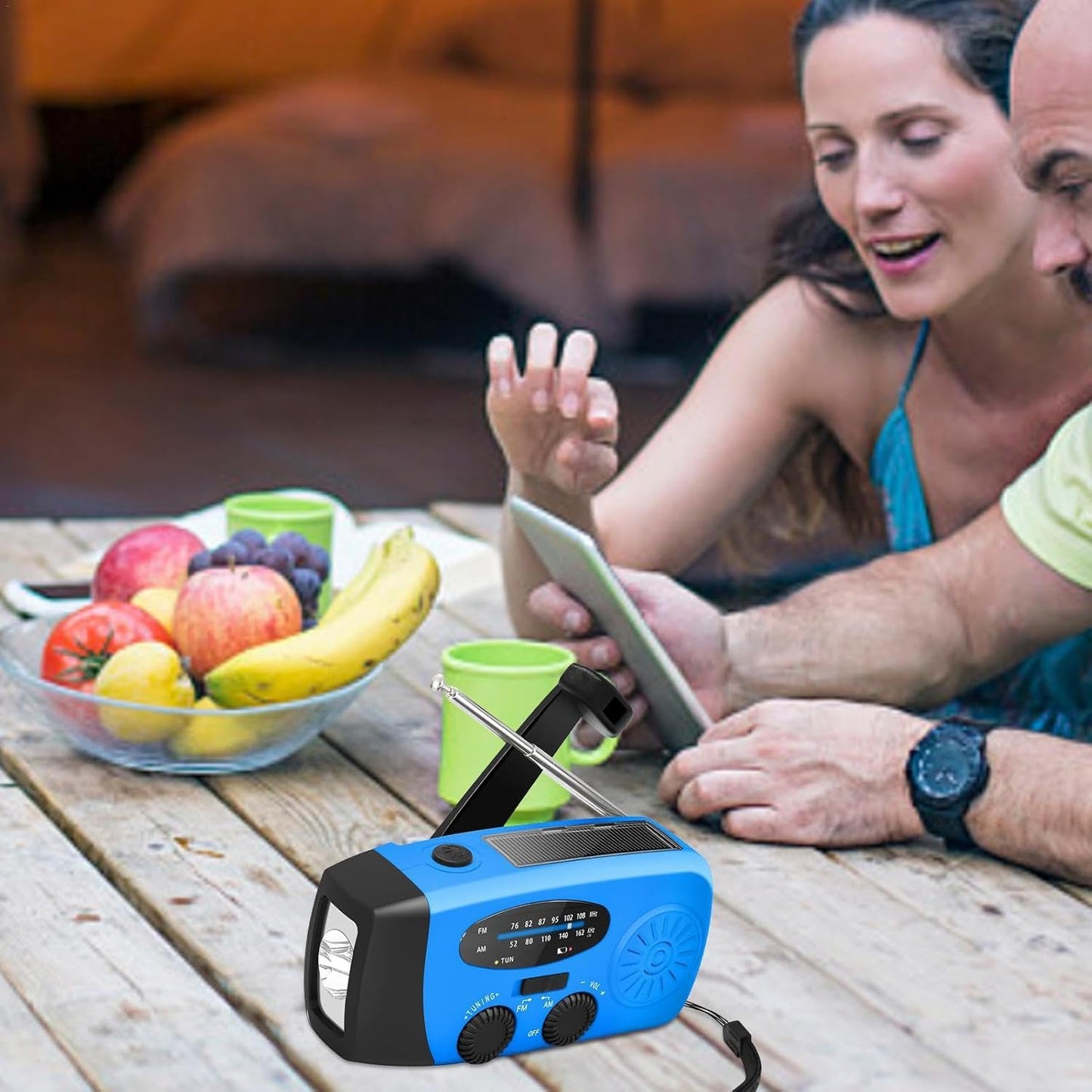 Rádio manivela de emergência, rádio meteorológica NOAA Am/FM auto-alimentado com bateria externa 2000 mAh, carregador de telemóvel, lanterna LED, rádio portátil sobrevivência, alarme SOS